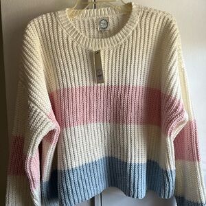 Blue Rain Striped Sweater - Cream, Pink, and Blue